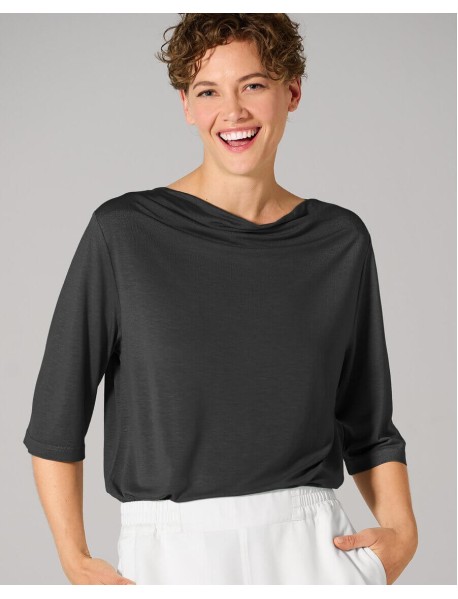 Hanf-Lyocell Wasserfallshirt mit halblangem Ärmel