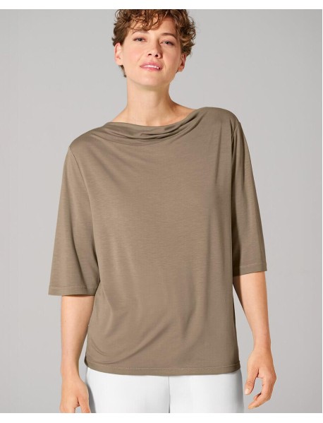 Hanf-Lyocell Wasserfallshirt mit halblangem Ärmel