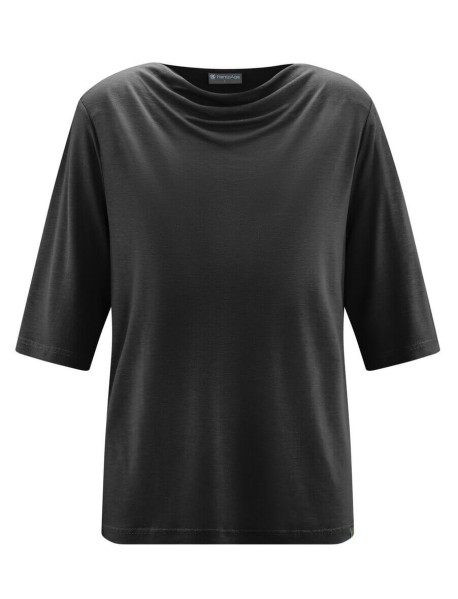 Hanf-Lyocell Wasserfallshirt mit halblangem Ärmel
