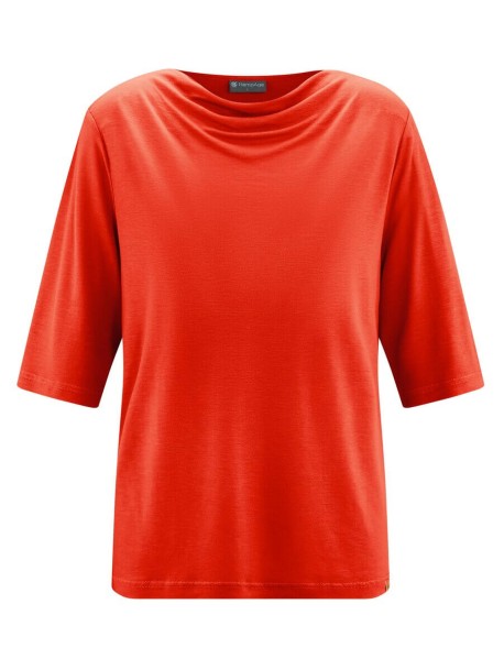 Hanf-Lyocell Wasserfallshirt mit halblangem Ärmel