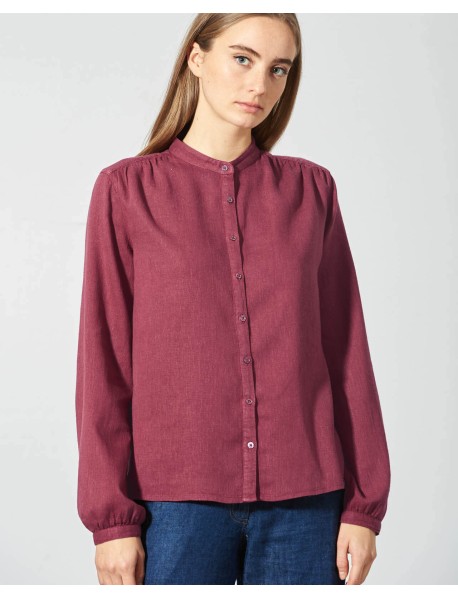 Stehkragenbluse aus Hanf