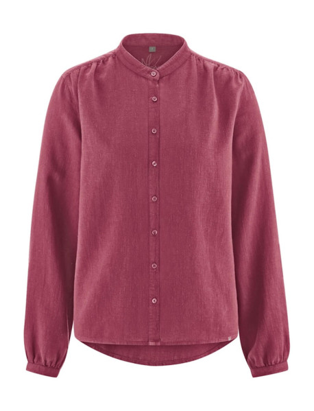 Stehkragenbluse aus Hanf