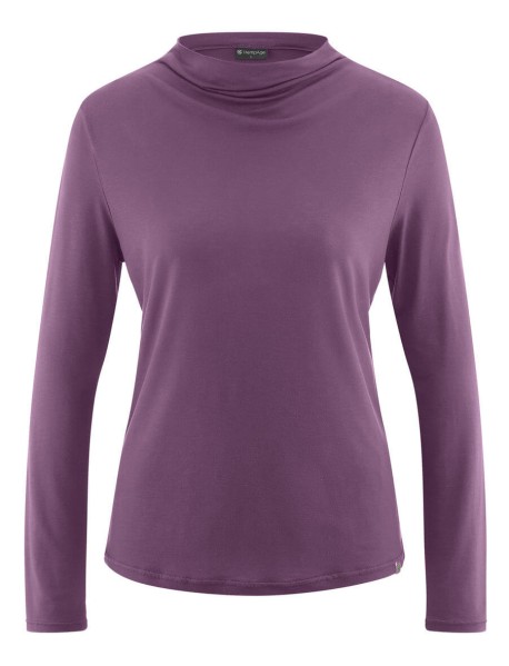 NADYA – Langarmshirt mit drapiertem Stehkragen aus Hanf-Lyocell