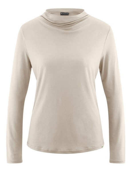 NADYA – Langarmshirt mit drapiertem Stehkragen aus Hanf-Lyocell