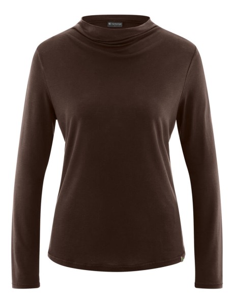 NADYA – Langarmshirt mit drapiertem Stehkragen aus Hanf-Lyocell