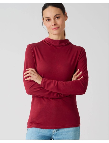 NADYA – Langarmshirt mit drapiertem Stehkragen aus Hanf-Lyocell