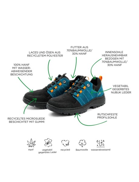Hanf Hiking Schuh Unisex – Petrol