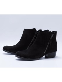 Leder Bootie Damen Schwarz vegetabil gegerbt – Svenja Suede