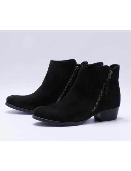 Leder Bootie Damen Schwarz vegetabil gegerbt – Svenja Suede