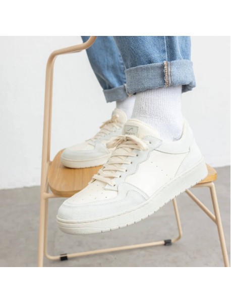 Leder Sneaker vegetabil gegerbt White-Taubenblau – Sammy