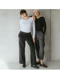 TAMINA | Bequeme Ripp-Jersey Hose mit weitem Bein