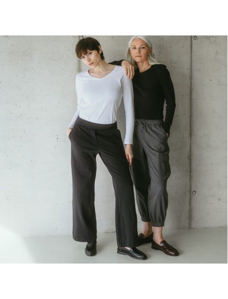 TAMINA | Bequeme Ripp-Jersey Hose mit weitem Bein