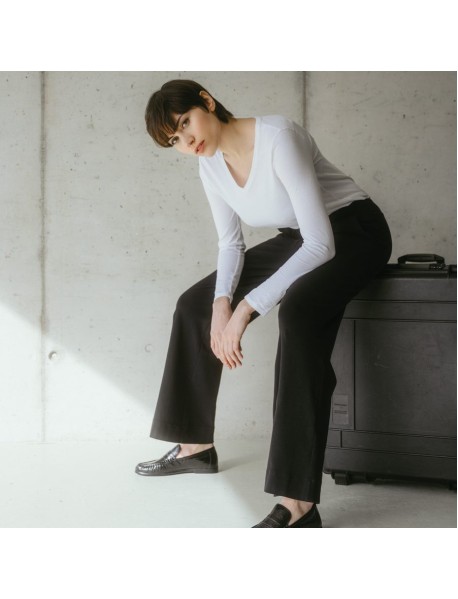 TAMINA | Bequeme Ripp-Jersey Hose mit weitem Bein