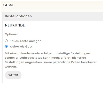 Als Gast bestellen im Schweizer Naturmode Shop